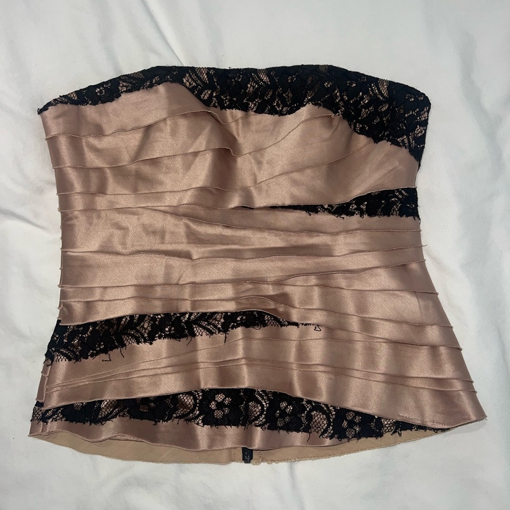 Elegant Strapless Lace and Satin Top